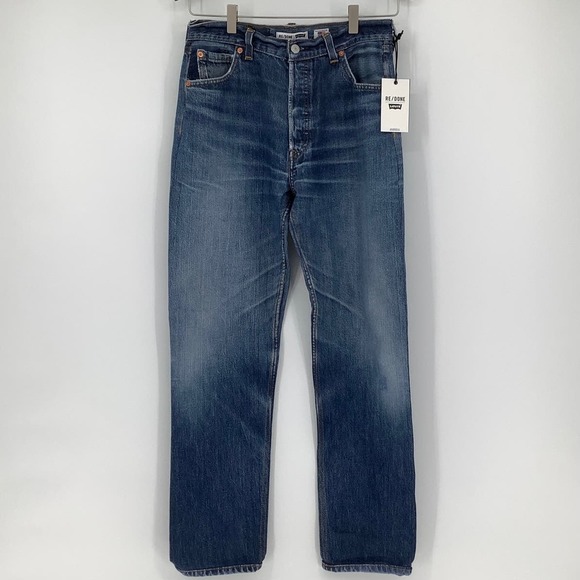 NEW RE/DONE LEVIS Sz 27 70s Straight Indigo Ass Rip Denim Jeans $475 msrp I17-1 - Picture 2 of 13